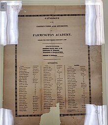 A student roster from the Old Farmington Academy for the 1827 term confirms Mary A. and Helen attended the school. Old Farmington Academy, 1827.jpg