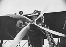 One of the engines with a four-bladed propeller. One of her propellers (4688628004).jpg