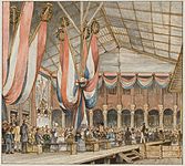 The unveiling of the monument to J.C.J. van Speyk in Amsterdam. 1831. Watercolor, color and pencil on paper. 23.8 × 26.4 cm. Amsterdam, Amsterdam Museum.