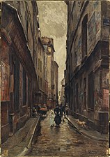 La rue Beaubourg à l'angle de la rue Simon-le-franc, par Paul Schaan, 1897.