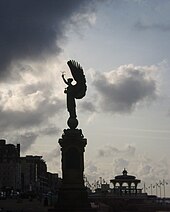 The Peace Statue on the seafront marks the border between Brighton and Hove