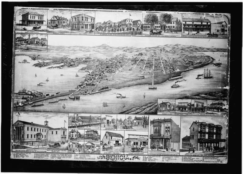 File:Photocopy of lithograph (from California State Library) W.W. Elliott of Oakland, publisher 1885 BIRD'S-EYE VIEW OF BENICIA - City of Benicia, General Views, Benicia, Solano County HABS CAL,48-BENI,5-2.tif