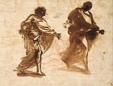 Два эскиза для фигуры Иосифа. 1655. Бумага, перо, кисть, бистр. Музей Кунстпаласт, Дюссельдорф