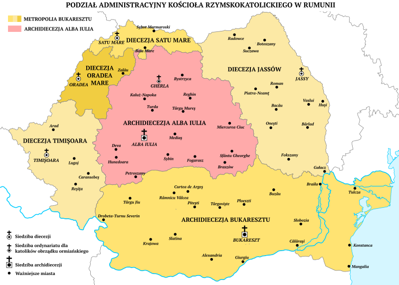File:Podział administracyjny Kościoła Rzymskokatolickiego w Rumunii.svg