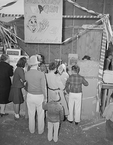 File:Poston, Arizona. New Year's Fair. Pop corn stand run by girl scouts. - NARA - 536664 (cropped).jpg