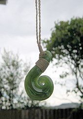 Modern hei matau, made of pounamu Pounamu pendant.jpg