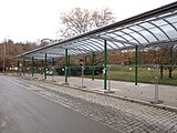 Praha - Roztyly, autobusové stanoviště, stavba přístřešku