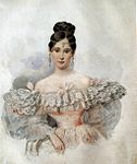 Manželka A. S. Puškina Natalia Nikolajevna (1798–1877) se šperkem „ferronière“
