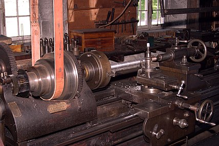 Machinery in Hagley's workshop