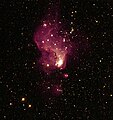 Диффузная туманность вокруг области звездообразования Hubble V диаметром 200 св. лет в NGC 6822