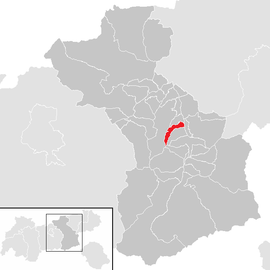 Poloha obce Ried im Zillertal v okrese Schwaz (klikacia mapa)