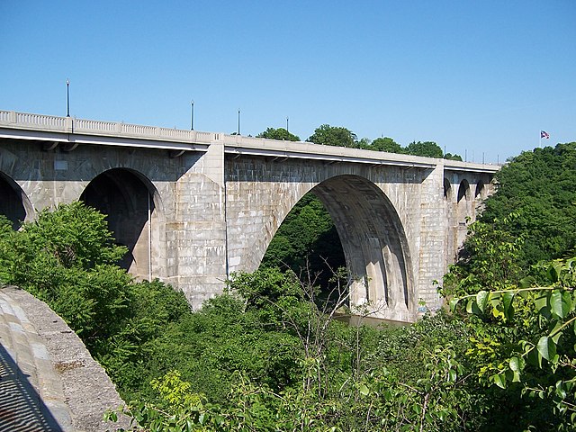 The Veterans Memorial Bridge over the Genesee River.