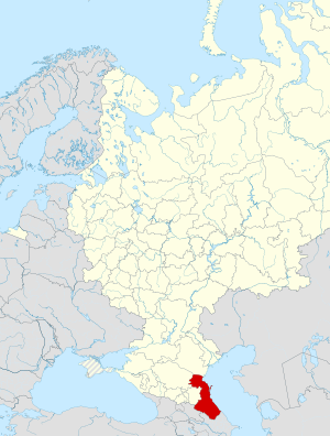 Location of Dagestan (red) within Russia