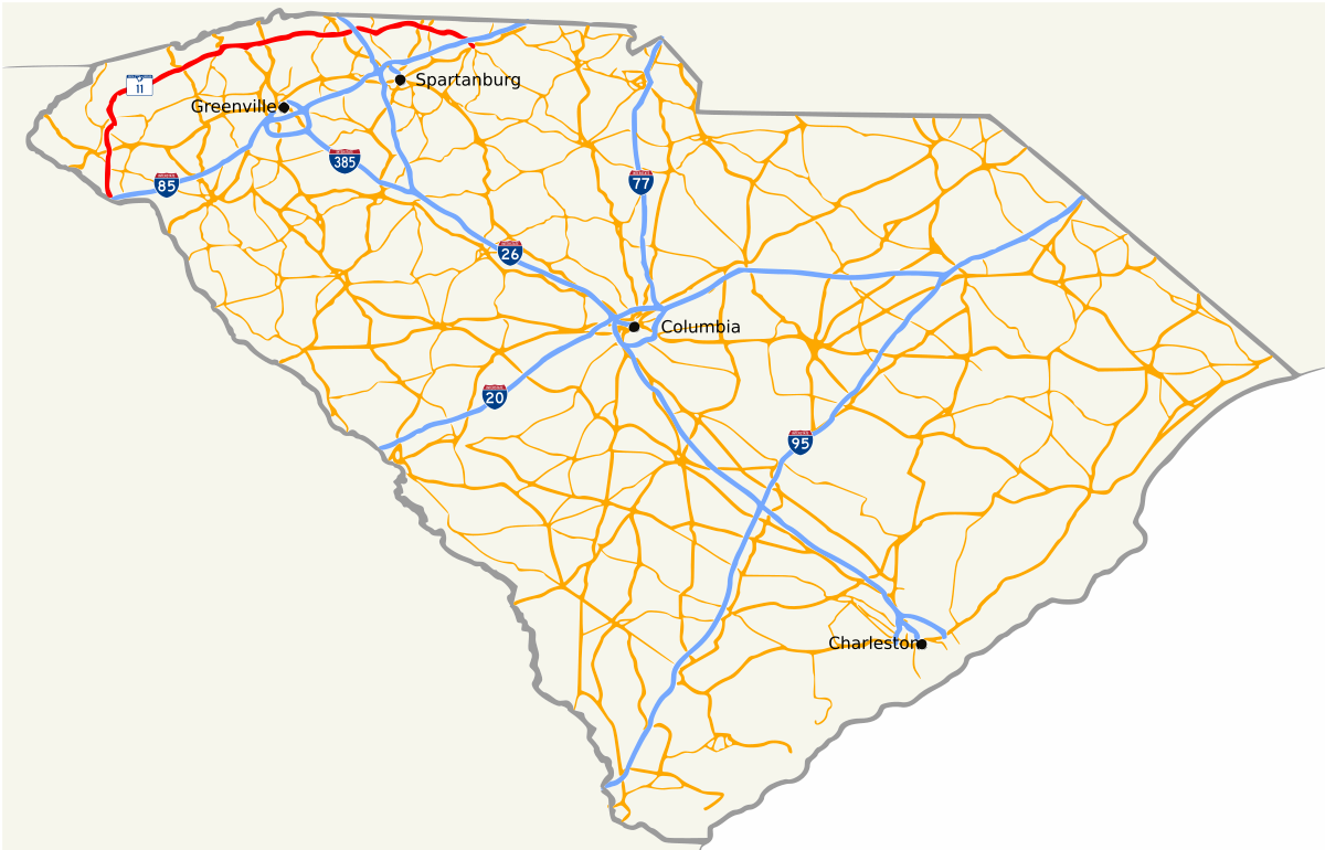 south carolina highway map South Carolina Highway 11 Wikipedia south carolina highway map