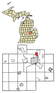 Saginaw County Michigan Incorporated ve Unincorporated alanlar Zilwaukee Highlighted.svg