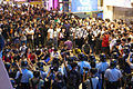 Riot police in a standoff with protesters during the Umbrella Revolution