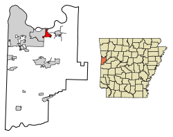 Location of Central City in Sebastian County, Arkansas.