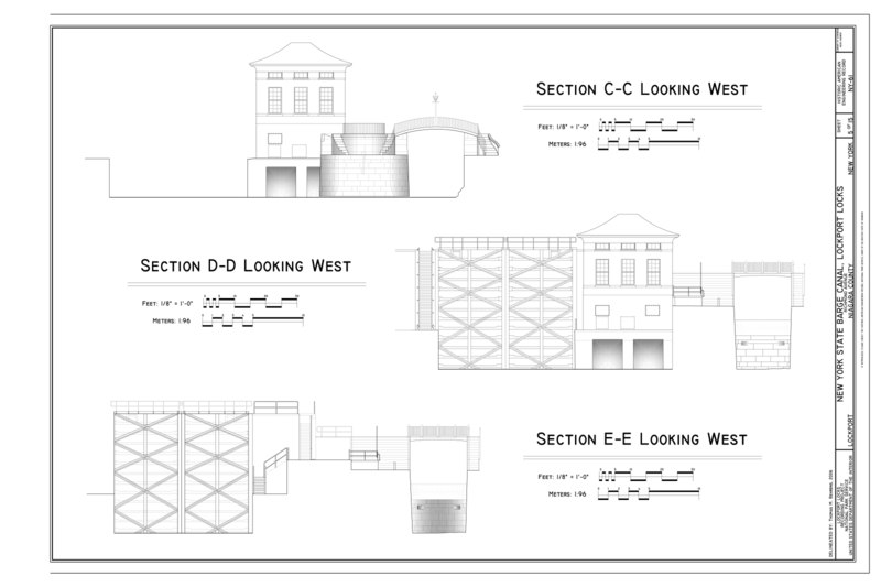 File:Section C-C, Section D-D, Section E-E - New York State Barge Canal, Lockport Locks, Richmond Avenue, Lockport, Niagara County, NY HAER NY,32-LOCK,14A- (sheet 5 of 15).tif