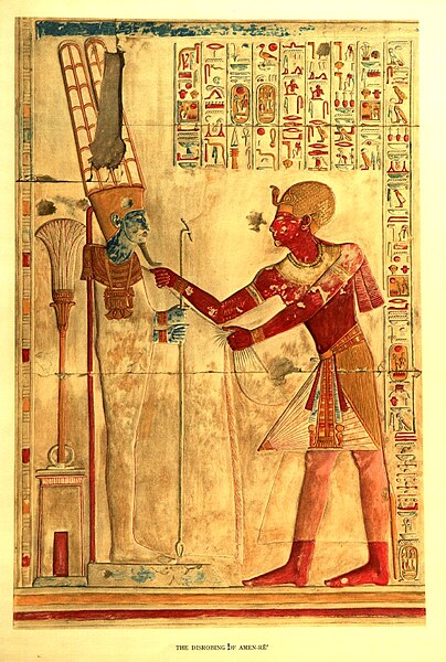 Amun depicted with Seti I in the temple and Chapel at Abydos