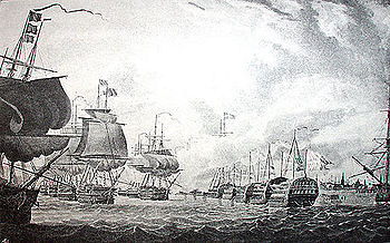 The Battle of Copenhagen was largely a consequence of economic warfare Slaget pa reden.jpg