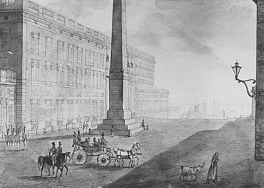 Slottsbacken och obelisken 1820