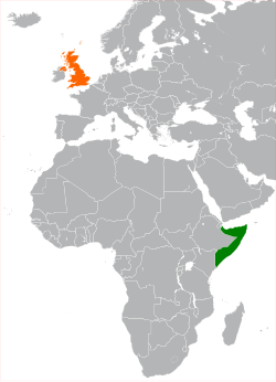 Map indicating locations of Somalia and United Kingdom