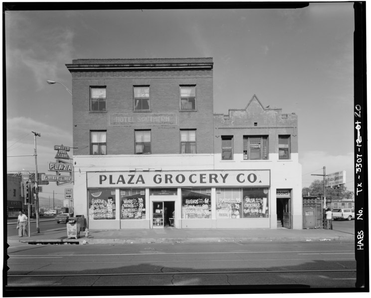 File:South El Paso St., 423-425 (commercial-residential), east elevation, west side of street - South El Paso Street Historic District, South El Paso, South Oregon and South Santa Fe HABS TEX,71-ELPA,4-20.tif