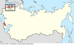 Map of the change to the international disputes involving the Soviet Union on 21 August 1991
