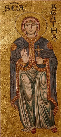 St Agatha mosaic - Cathedral of Monreale - Italy 2015.JPG