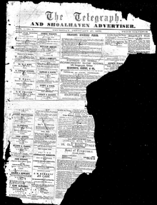The Telegraph and Shoalhaven Advertiser, 27 February 1879 Telegraph and Shoalhaven Advertiser 27 February 1879.png