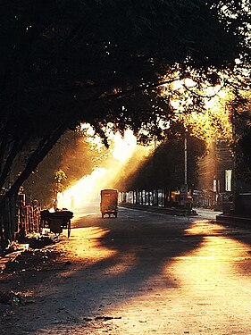 Bangabandhu road, Thakurgaon, Northern Bangladesh on an autumn Morning