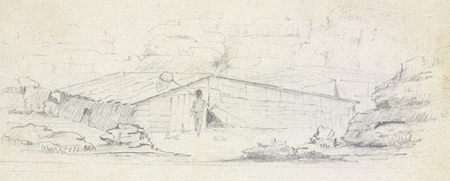 Early illustration of The Dalles, attributed to Joseph Drayton