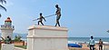 The idol of mahatma gandhi with his grand son (Dandi Yatra) at Bheemili Beach, Visakhapatnam.jpg