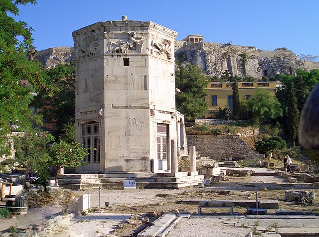 The Tower of the Winds in Athens, built c. 50 BC during Roman Greece