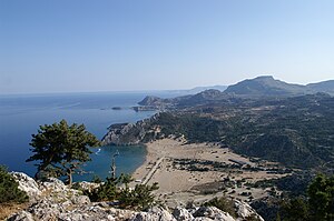 View from Tsambika Monastery to the bay