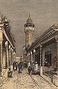 Souk at Tunis, wood engraving by T. Taylor, 1886