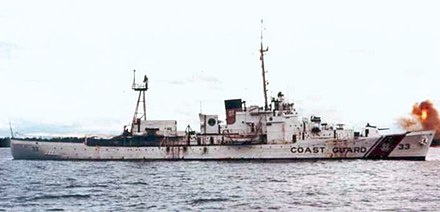 USCGC Duane (WHEC-33) shelling targets in Vietnam c. 1967