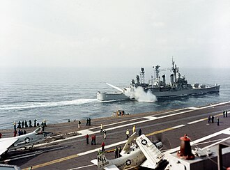 Topeka firing a Terrier-missile in 1961 USS Topeka (CLG-8) fires a Terrier missile on 18 November 1961.jpg