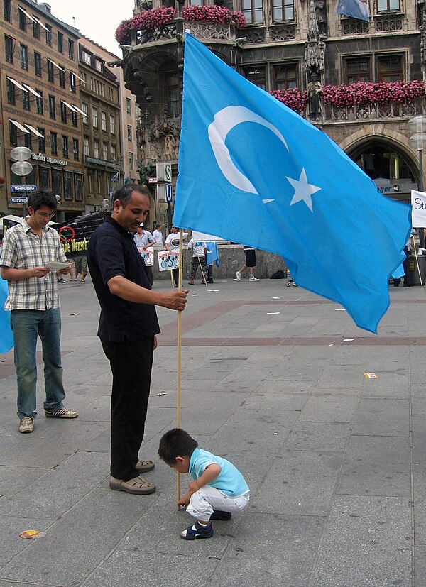 Demonstratie van Oeigoeren in München