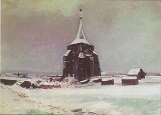 The Old Cemetery Tower at Nuenen in the Snow