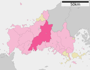 Ubicación de Yamaguchi en la prefectura