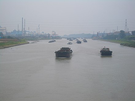Cargo boats on the Grang Canal near Yangzhou