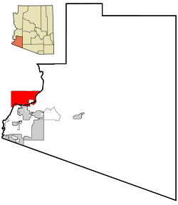 Location of Fort Yuma Indian Reservation at the border of Yuma County, Arizona and Imperial County, California