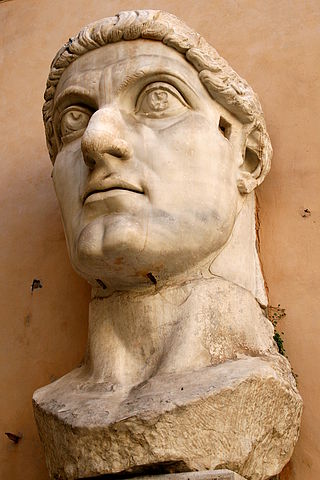 Head of the marble colossus of Constantine from the Basilica of Maxentius