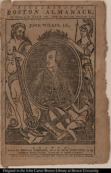 Bickerstaff's Boston Almanack, 1769. Printed by Mein and Fleeming, and to be sold by John Mein at the London Book-Store, North-side of King-Street, Boston 1769 Bickerstaffs BostonAlmanack.jpg