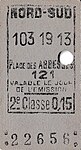 Billet de 2e classe émis le 103e jour de l'année 1919, soit le dimanche 13 avril 1919.