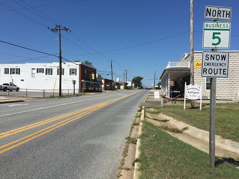 File:2016-08-28 13 17 09 View north along Maryland State Route 625 and Maryland State Route 5 Business (Old Leonardtown Road) at Maryland State Route 231 (Prince Frederick Road) in Hughesville, Charles County, Maryland.jpg