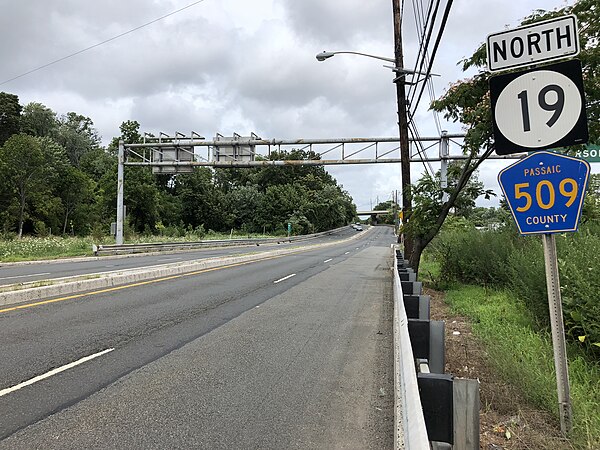 View north along Route 19 and CR 509 just north of US 46 in Clifton