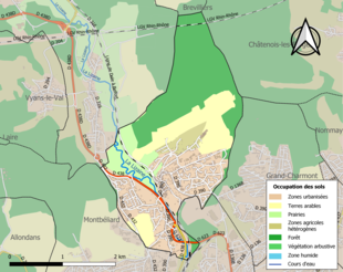 Kolorowa mapa przedstawiająca użytkowanie gruntów.