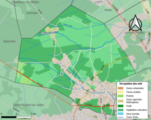 Kolorowa mapa przedstawiająca użytkowanie gruntów.